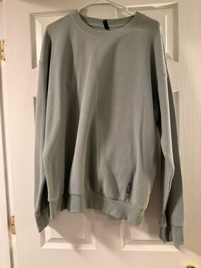 Women's Mint Green Crewneck Waffle Knit Sweater